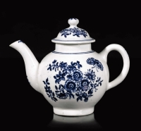 blue printed tea pot