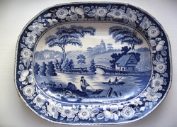 blue printed plate
